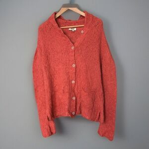 Augden New York Cardigan Sweater 100%‎ Alpaca Hooded Knit Sz Small Slouchy Boho